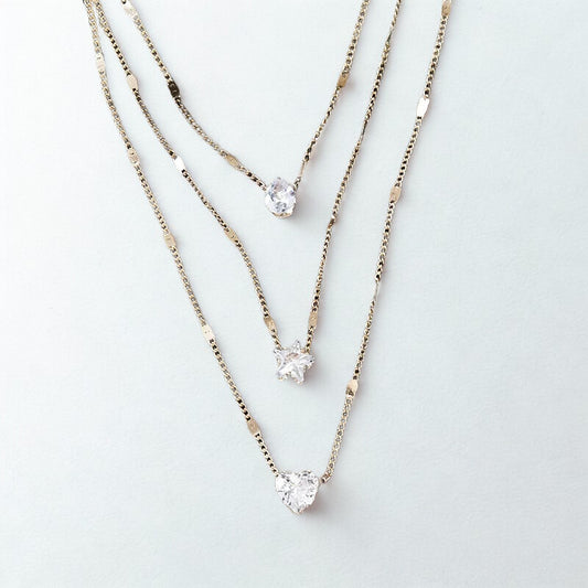 Collana Multistrato elegante con Cuori e Stella