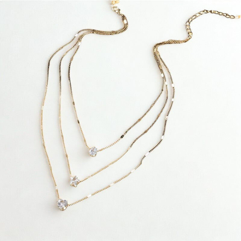 Collana Multistrato elegante con Cuori e Stella